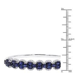 Blue Sapphire And Diamond Bangle Bracelet For Women 14K White Gold 9.5CT LUXURMAN -Outlet Radiant Bijou Store jewelry blue sapphire and diamond bangle bracelet for women 14k gold 95ct luxurman rulerwh