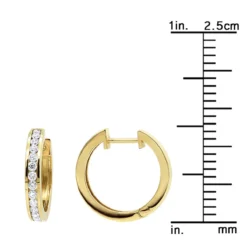 Classy Small 1/2 Inch Diamond Hoop Earrings 14K Yellow Gold Huggies Round Diamonds -Outlet Radiant Bijou Store jewelry classy small 12 inch diamond hoop earrings 14k gold huggies round diamonds rulerye
