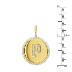 Customizable 14K Yellow Gold Diamond Circle Alphabet Pendant For Women 0.7ct Medallion -Outlet Radiant Bijou Store jewelry customizable 14k gold diamond circle alphabet pendant for women 07ct medallion rulerye