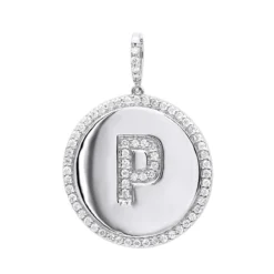 Customizable 14K Yellow Gold Diamond Circle Alphabet Pendant For Women 0.7ct Medallion -Outlet Radiant Bijou Store jewelry customizable 14k gold diamond circle alphabet pendant for women 07ct medallion wh