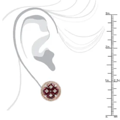 Designer Round 4Ct Halo Diamond & Ruby Earrings For Women 14K Rose Gold Circles -Outlet Radiant Bijou Store jewelry designer round 4ct halo diamond ruby earrings for women 14k gold circles rulerro