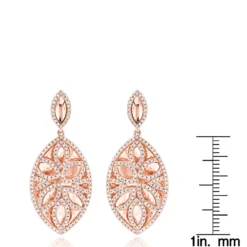 Diamond Flower Earrings For Women 14K Rose Gold Drop Earrings Leafs Design 1 Carat -Outlet Radiant Bijou Store jewelry diamond flower earrings for women 14k gold drop earrings leafs design 1 carat 407062 rulerro