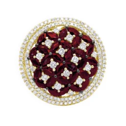 Unique Halo Circle Diamond Right Hand Ring For Women With Rubies 14K Rose Gold -Outlet Radiant Bijou Store jewelry halo circle diamond right hand ring for woman with ruby 14k gold 26213 ye