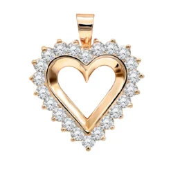 Large 14K Yellow Gold Open Heart Diamond Pendant For Women 2.75ct VS Diamonds -Outlet Radiant Bijou Store jewelry large 14k gold open heart diamond pendant for women 275ct vs diamonds ro