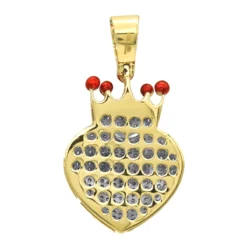 10K Yellow Gold Fully Iced Out Puffed Diamond Crown Heart Pendant 1 Carat -Outlet Radiant Bijou Store jewelry real 14k gold fully iced out puffed diamond crown heart pendant 1 carat backye
