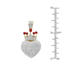 10K Yellow Gold Fully Iced Out Puffed Diamond Crown Heart Pendant 1 Carat -Outlet Radiant Bijou Store jewelry real 14k gold fully iced out puffed diamond crown heart pendant 1 carat rulerye