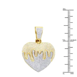 14K Yellow Gold Iced Out Dripping Heart Diamond Pendant For Women 1.3ct -Outlet Radiant Bijou Store jewelry real 14k gold iced out dripping heart diamond pendant for women 13ct rulerye
