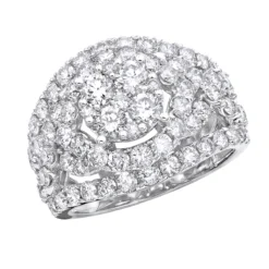 14K White Gold Cluster Diamond Right Hand Ring For Women 4CT By Luxurman