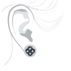 Royal Halo Circle Diamond Earrings For Women With Sapphires 14K White Gold -Outlet Radiant Bijou Store jewelry royal halo circle diamond earrings for women with sapphires 14k gold bodwh 1