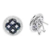 Royal Halo Circle Diamond Earrings For Women With Sapphires 14K White Gold -Outlet Radiant Bijou Store jewelry royal halo circle diamond earrings for women with sapphires 14k gold mainwh 1