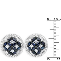 Royal Halo Circle Diamond Earrings For Women With Sapphires 14K White Gold -Outlet Radiant Bijou Store jewelry royal halo circle diamond earrings for women with sapphires 14k gold rulerwh 1