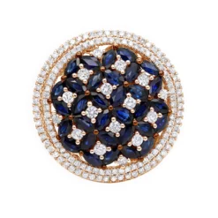 Unique Diamond Right Hand Ring For Women W Sapphires 14K White Gold Flower Design -Outlet Radiant Bijou Store jewelry royal halo round diamond right hand ring for women with sapphires 14k gold ro 3