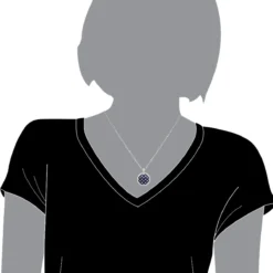 Royal Halo Round Shape Diamond Pendant For Women With Sapphires 14K White Gold -Outlet Radiant Bijou Store jewelry royal halo round shape diamond pendant for women with sapphires 14k gold bodwh 1