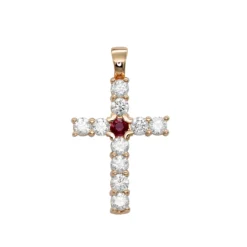 Unique 14K Yellow Gold Ruby And Diamond Cross Pendant For Women 1.33ct By Luxurman -Outlet Radiant Bijou Store jewelry unique 14k gold ruby and diamond cross pendant for women 133ct by luxurman ro