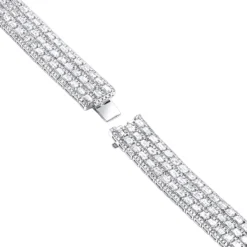 Unique 18K White Gold Round & Baguette Diamond Tennis Bracelet For Men & Women -Outlet Radiant Bijou Store jewelry unique 18k gold round baguette diamond tennis bracelet for men women backwh