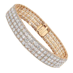 Unique 18K White Gold Round & Baguette Diamond Tennis Bracelet For Men & Women -Outlet Radiant Bijou Store jewelry unique 18k gold round baguette diamond tennis bracelet for men women ro