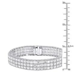 Unique 18K White Gold Round & Baguette Diamond Tennis Bracelet For Men & Women -Outlet Radiant Bijou Store jewelry unique 18k gold round baguette diamond tennis bracelet for men women rulerwh