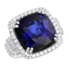 Unique 29.33 Carat Radiant Blue Sapphire & Diamond Ring For Women 18K White Gold -Outlet Radiant Bijou Store jewelry unique 2933 carat radiant blue sapphire diamond ring for women 18k gold mainwh