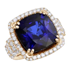 Unique 29.33 Carat Radiant Blue Sapphire & Diamond Ring For Women 18K White Gold -Outlet Radiant Bijou Store jewelry unique 2933 carat radiant blue sapphire diamond ring for women 18k gold ro