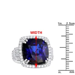 Unique 29.33 Carat Radiant Blue Sapphire & Diamond Ring For Women 18K White Gold -Outlet Radiant Bijou Store jewelry unique 2933 carat radiant blue sapphire diamond ring for women 18k gold rulerwh