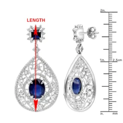 Unique Designer Blue Sapphire And Diamond Drop Earrings For Women 18K White Gold -Outlet Radiant Bijou Store jewelry unique designer blue saphire and diamond drop earrings for women in 18k gold rulerwh