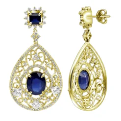 Unique Designer Blue Sapphire And Diamond Drop Earrings For Women 18K White Gold -Outlet Radiant Bijou Store jewelry unique designer blue saphire and diamond drop earrings for women in 18k gold ye