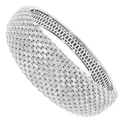 Unique Designer Diamond Bangle Bracelet For Women 12ct 14K White Gold