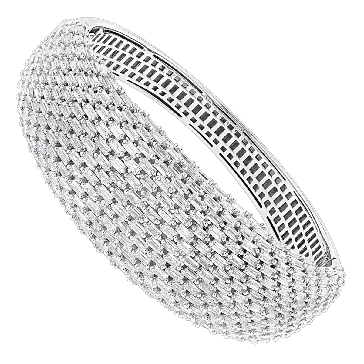 Unique Designer Diamond Bangle Bracelet For Women 12ct 14K White Gold 3 Unique Designer Diamond Bangle Bracelet For Women 12ct 14K White Gold