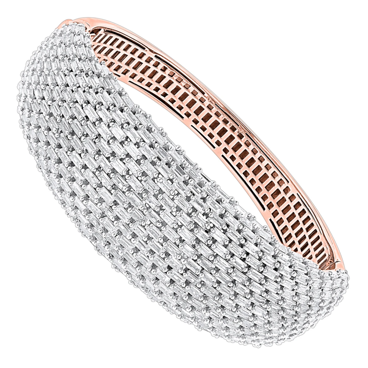 Unique Designer Diamond Bangle Bracelet For Women 12ct 14K White Gold 5 Unique Designer Diamond Bangle Bracelet For Women 12ct 14K White Gold - Image 3