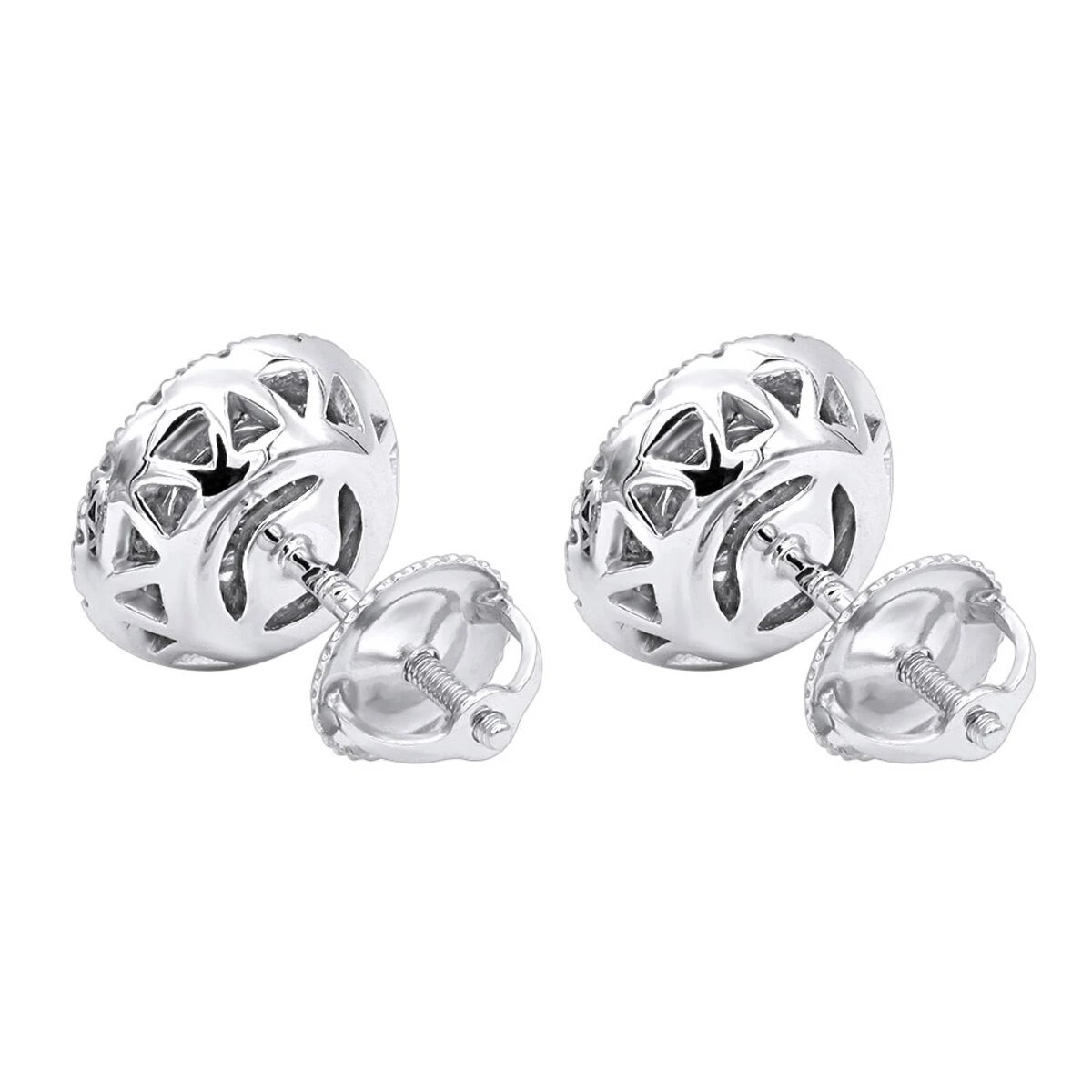 Unique 14K White Gold Large Diamond Stud Earrings Clusters 2 Carat Halo Look 6 Unique 14K White Gold Large Diamond Stud Earrings Clusters 2 Carat Halo Look - Image 4