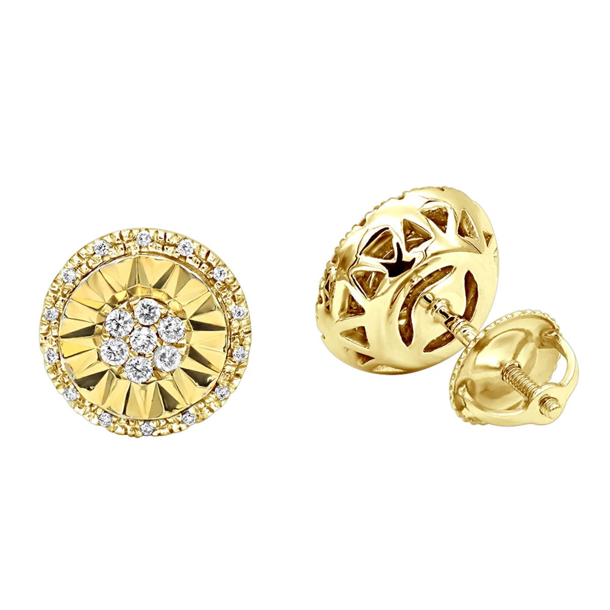 Unique 14K White Gold Large Diamond Stud Earrings Clusters 2 Carat Halo Look 4 Unique 14K White Gold Large Diamond Stud Earrings Clusters 2 Carat Halo Look - Image 2