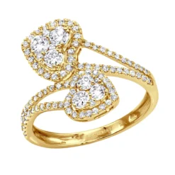 Outlet Radiant Bijou Store -Outlet Radiant Bijou Store jewelry unique two hearts diamond ring for women 08ct 14k gold by luxurman ye 1