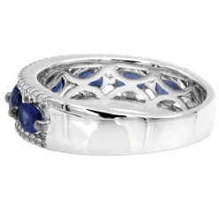 Unique 3.5 Carat Diamond & Blue Sapphire 14K White Gold Band For Women -Outlet Radiant Bijou Store jewelry unique womens rings diamond blue sapphire band in 14k gold 35 carat backwh