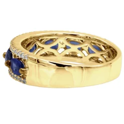 Unique 3.5 Carat Diamond & Blue Sapphire 14K White Gold Band For Women -Outlet Radiant Bijou Store jewelry unique womens rings diamond blue sapphire band in 14k gold 35 carat backye