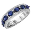 Unique 3.5 Carat Diamond & Blue Sapphire 14K White Gold Band For Women -Outlet Radiant Bijou Store jewelry unique womens rings diamond blue sapphire band in 14k gold 35 carat mainwh