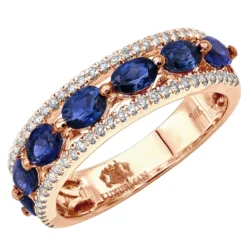 Unique 3.5 Carat Diamond & Blue Sapphire 14K White Gold Band For Women -Outlet Radiant Bijou Store jewelry unique womens rings diamond blue sapphire band in 14k gold 35 carat ro