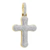 Uniquely Designed 14K Yellow Gold Pave Diamond Cross Pendant For Men & Women 1.2ct