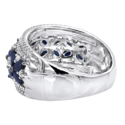 Women's Designer Cocktail Ring 2.2Ct Diamond And Sapphire Band 14K White Gold -Outlet Radiant Bijou Store jewelry womens designer cocktail ring 22ct diamond and sapphire band 14k gold backwh