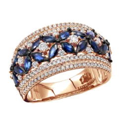 Women's Designer Cocktail Ring 2.2Ct Diamond And Sapphire Band 14K White Gold -Outlet Radiant Bijou Store jewelry womens designer cocktail ring 22ct diamond and sapphire band 14k gold ro
