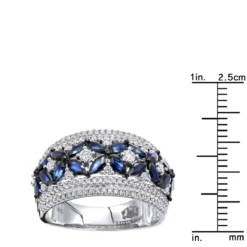 Women's Designer Cocktail Ring 2.2Ct Diamond And Sapphire Band 14K White Gold -Outlet Radiant Bijou Store jewelry womens designer cocktail ring 22ct diamond and sapphire band 14k gold rulerwh