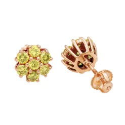 Women's Or Men's 1.5 Carat Yellow Diamonds Cluster Stud Earrings 14K Yellow Gold -Outlet Radiant Bijou Store jewelry womens or mens 15 carat yellow diamonds cluster stud earrings in 14k gold 407104 ro