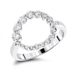 14K White Gold Journey Diamond Circle Ring 0.80ct