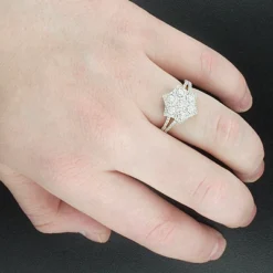 Ladies Solid 14K White Gold Real Diamond Star Ring 0.35ct -Outlet Radiant Bijou Store ladies 14k diamond star ring 044ct p 41755bod