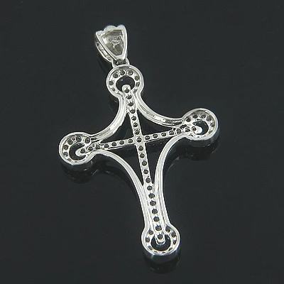 Ladies 14K White Gold Designer Diamond Cross Pendant 0.64ct 4 Ladies 14K White Gold Designer Diamond Cross Pendant 0.64ct - Image 2