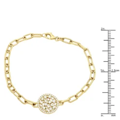 14K Yellow Gold Paperclip Bracelet With Diamond Charm For Women 0.6ct -Outlet Radiant Bijou Store ladies 14k gold paperclip bracelet with diamond charm 06ct 803222 rulerye