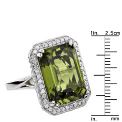 Ladies 14K White Gold Peridot Quartz Gemstone Diamond Cocktail Ring 1.75ct -Outlet Radiant Bijou Store ladies 14k gold peridot quartz gemstone diamond cocktail ring 175ct ruler white