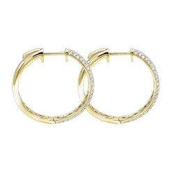 Ladies 14K White Gold 1 Inch Diamond Hoop Earrings Small 0.9ct -Outlet Radiant Bijou Store ladies 14k gold round diamond hoop earrings 09ct backye