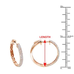 Ladies 14K White Gold 1 Inch Diamond Hoop Earrings Small 0.9ct -Outlet Radiant Bijou Store ladies 14k gold round diamond hoop earrings 09ct rulerro