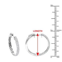 Ladies 14K White Gold 1 Inch Diamond Hoop Earrings Small 0.9ct -Outlet Radiant Bijou Store ladies 14k gold round diamond hoop earrings 09ct rulerwh