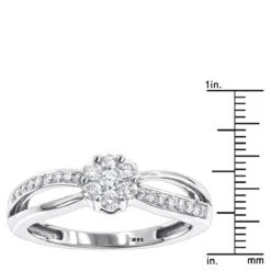 14K White Gold & Diamond Flower Engagement Ring 0.4ct -Outlet Radiant Bijou Store ladies 14k white gold diamond flower ring 042ct p 6511 rulerwh